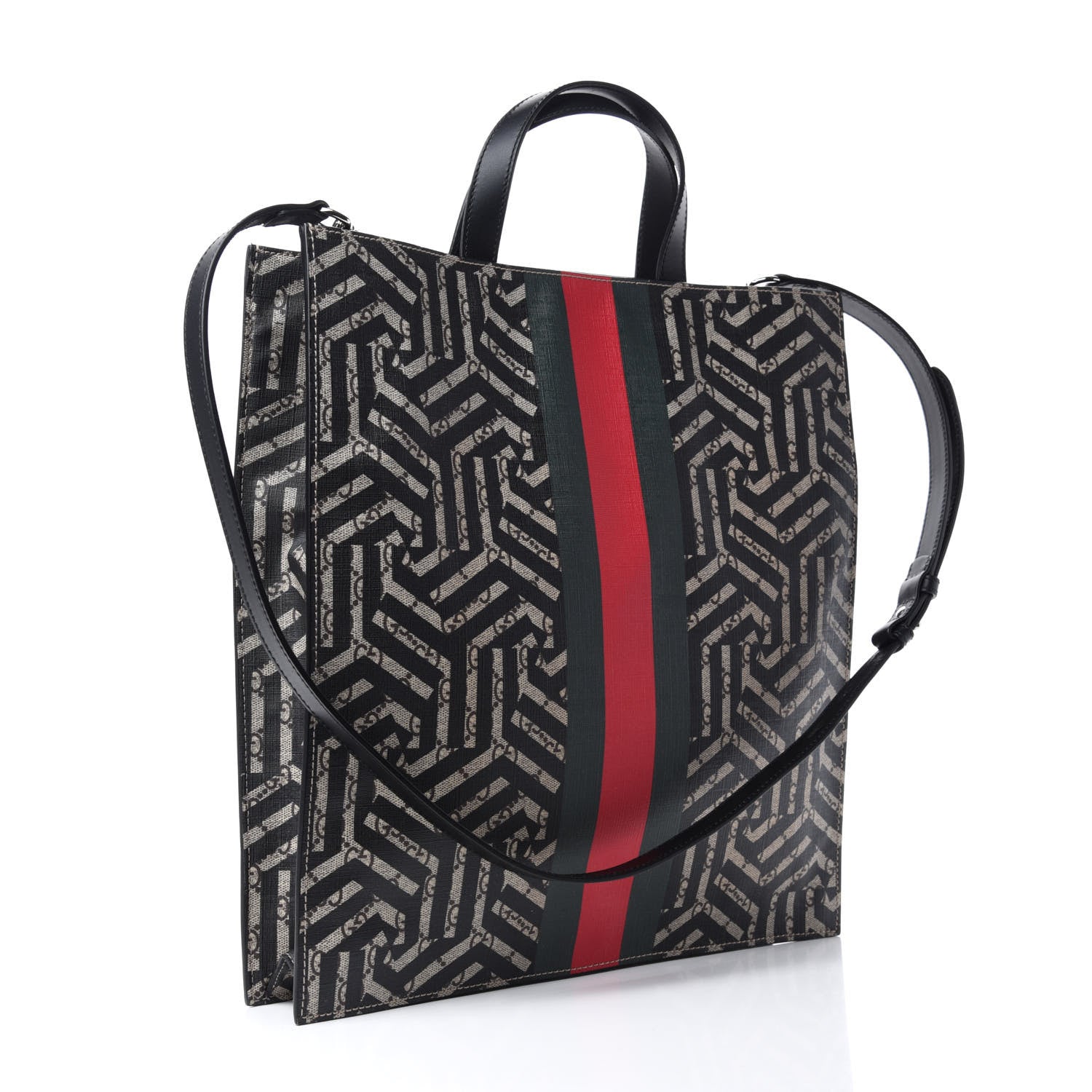 Gucci GG Supreme Monogram Caleido Web Vertical Tote Black 3 of 10