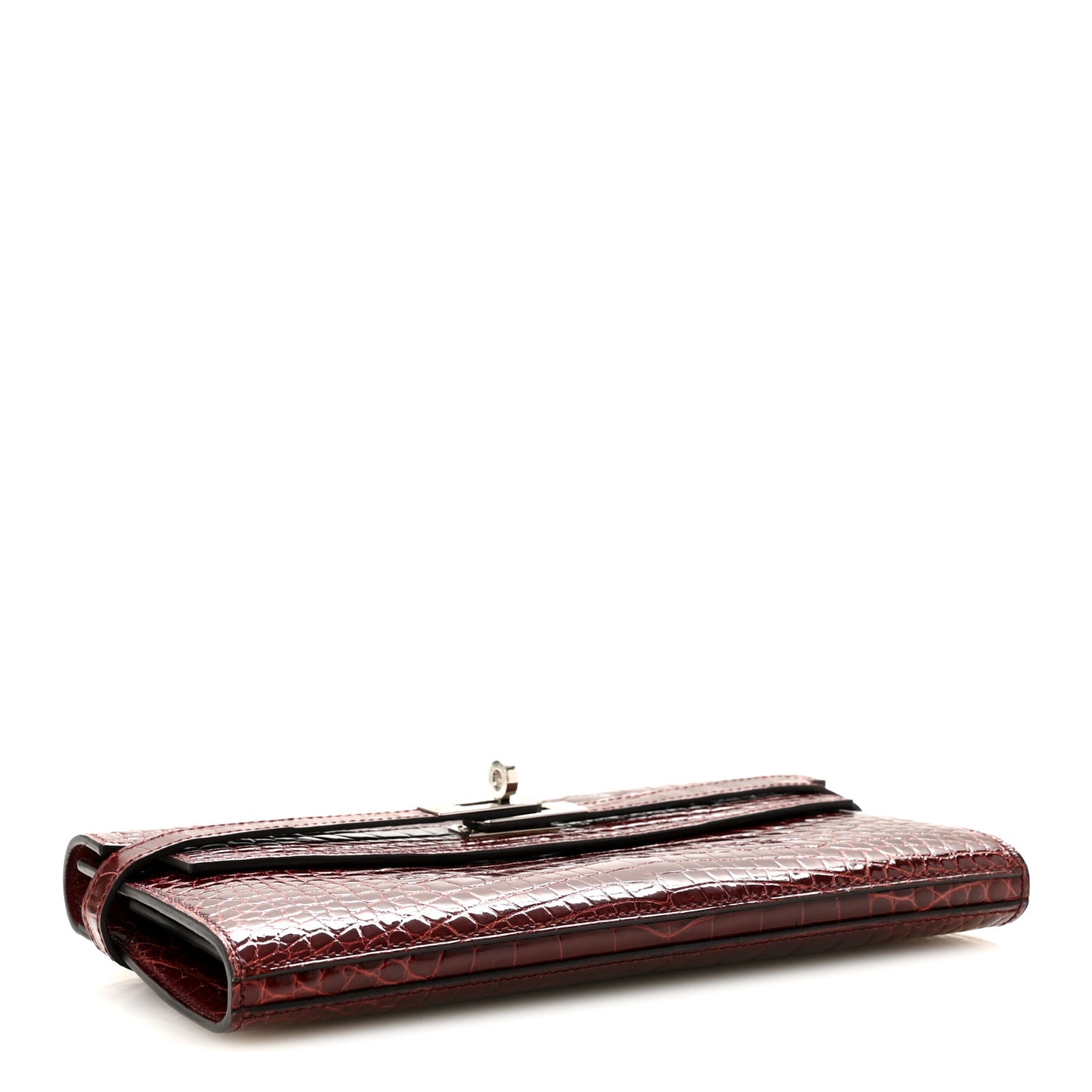 Shiny Alligator Kelly Longue Wallet Bourgogne