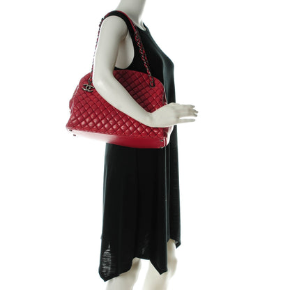 Chanel Iridescent Calfskin Quilted Large Just Mademoiselle Bowling Red 2 of 7