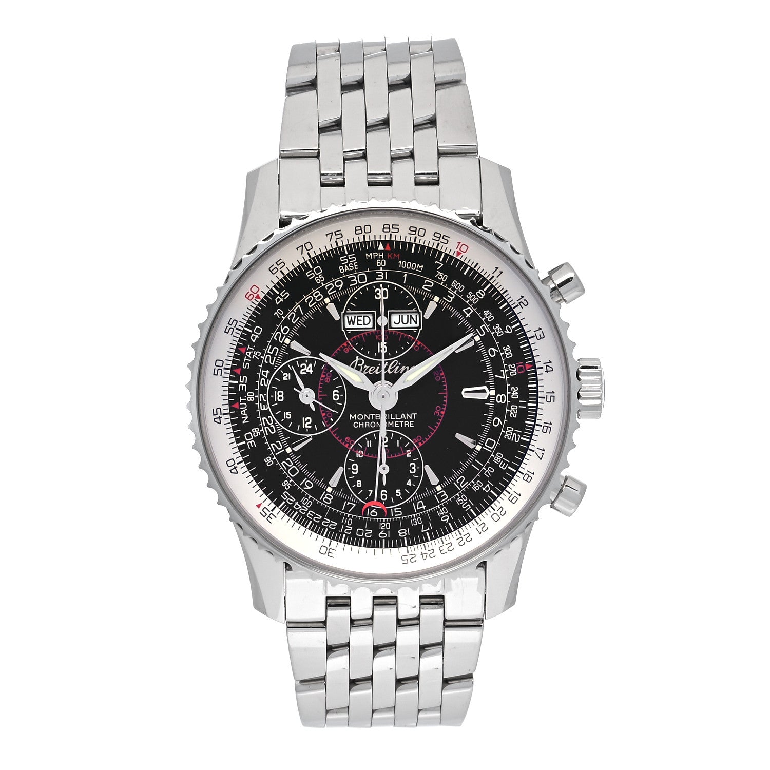 Breitling Stainless Steel 43mm Navitimer Montbrilliant Datora Automatic Watch Black A21330 1 of 5