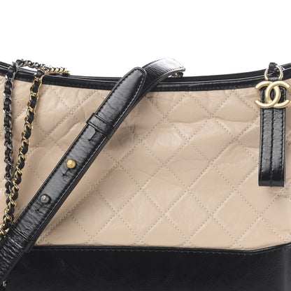 Chanel Aged Calfskin Quilted Medium Gabrielle Hobo Beige Black 11 of 12