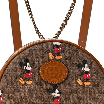 Gucci X DISNEY Mini Vintage GG Supreme Monogram Mickey Mouse Round Backpack Beige Vintage Sun Oil 8 of 11
