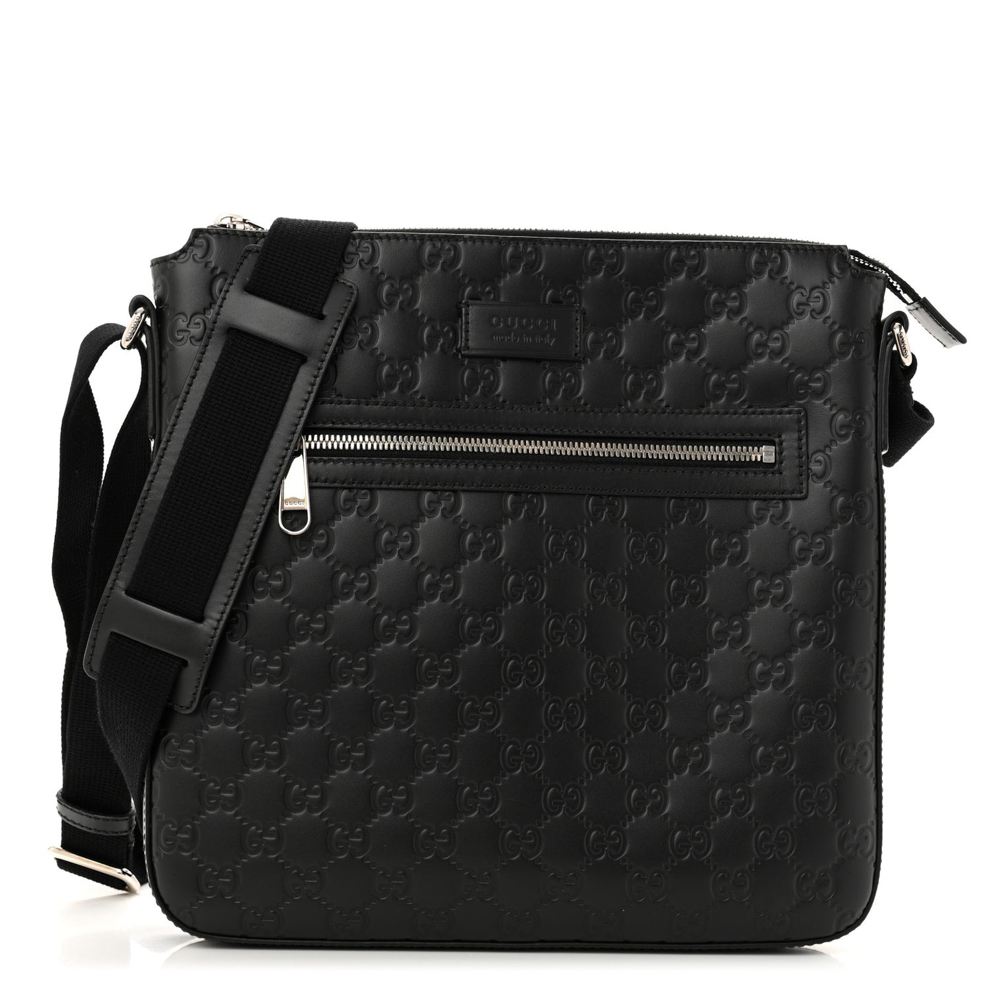 Guccissima Signature Medium Flat Messenger Bag Black