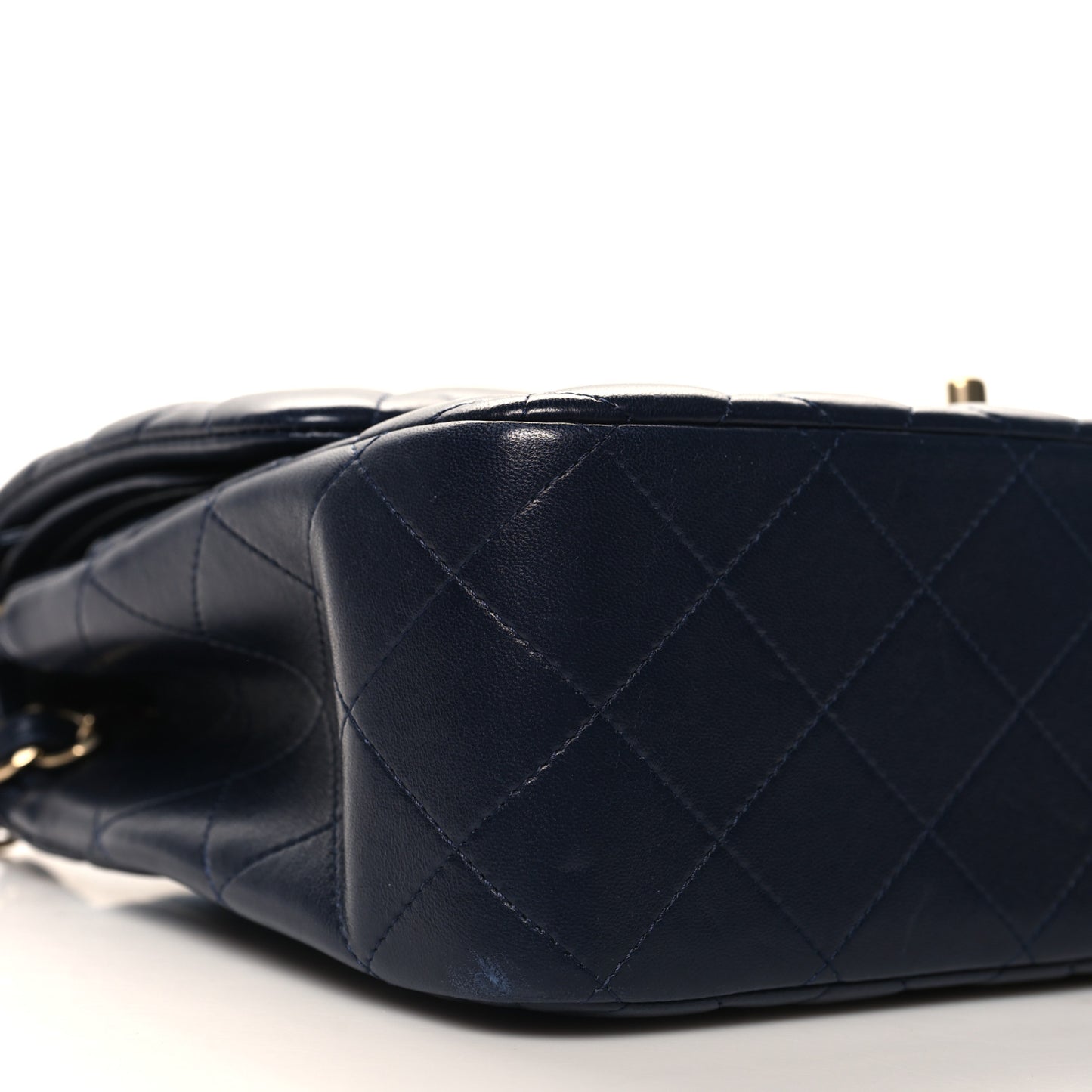 Lambskin Quilted Jumbo Double Flap Navy