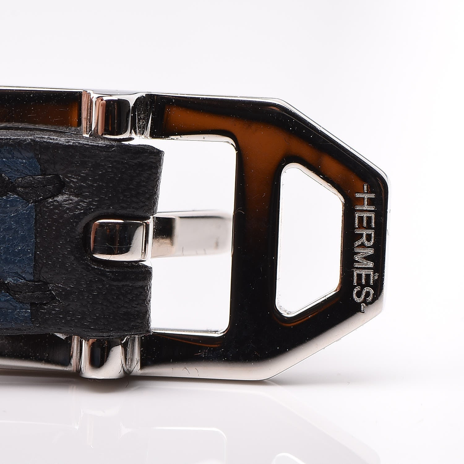 Hermes Chamonix Swift Paddock Double Tour Bracelet T4 Black Bleu De Prusse 5 of 8