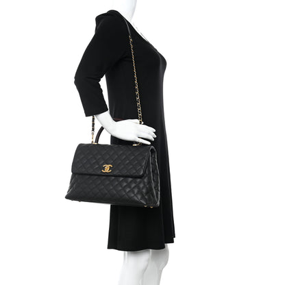 Chanel Caviar Lizard Embossed Quilted Medium Coco Handle Flap Black 2 of 11