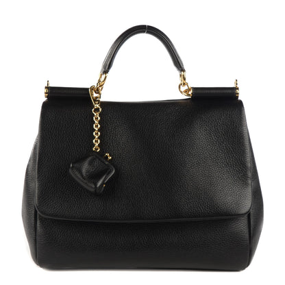 Dolce & Gabbana Grained Deerskin Large Miss Sicily Satchel Black 1 of 7