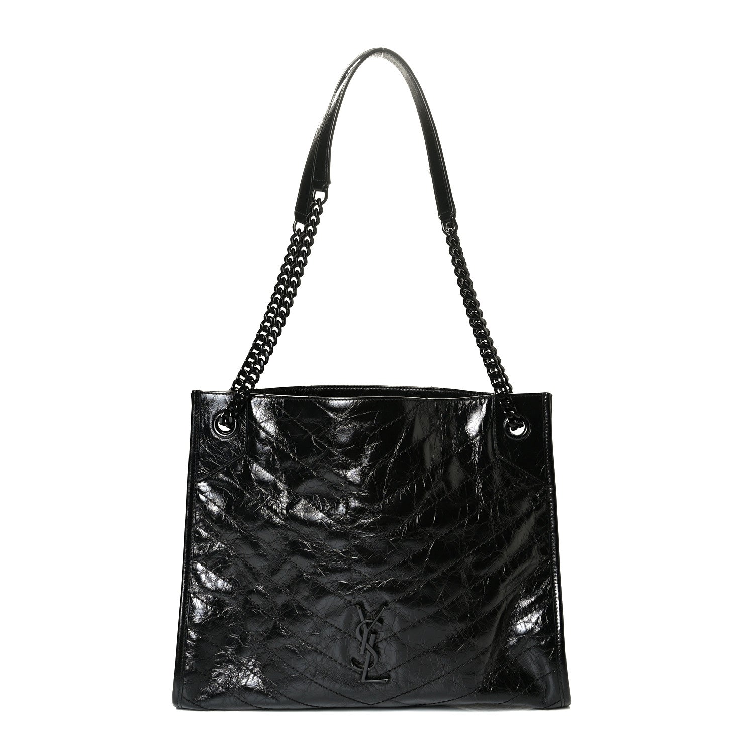 Saint Laurent Crinkled Calfskin Matelasse Monogram Large Niki Shopper Tote Black 1 of 6