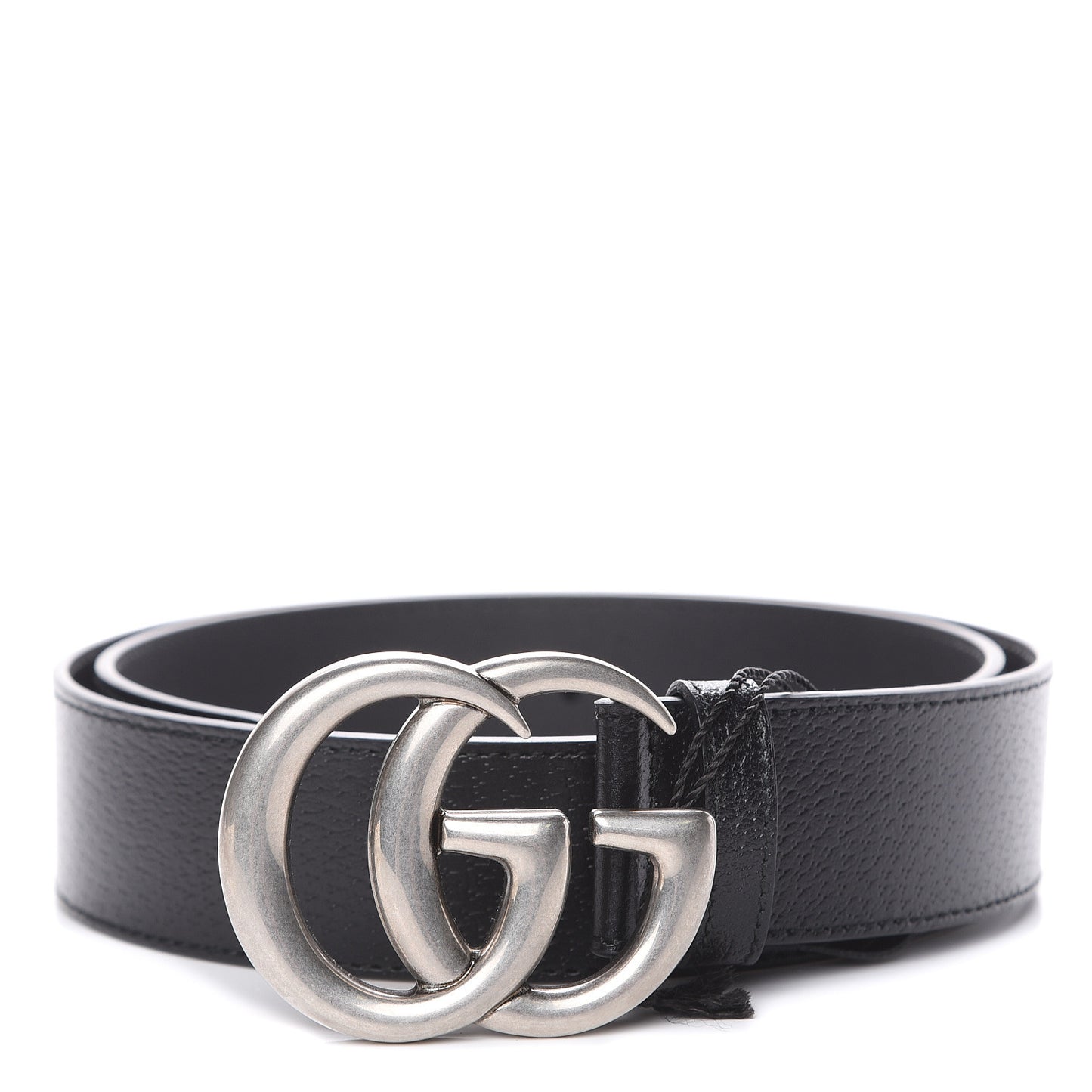 Textured Dollar Calfskin Nickel Double G 40mm Belt 85 34 Black
