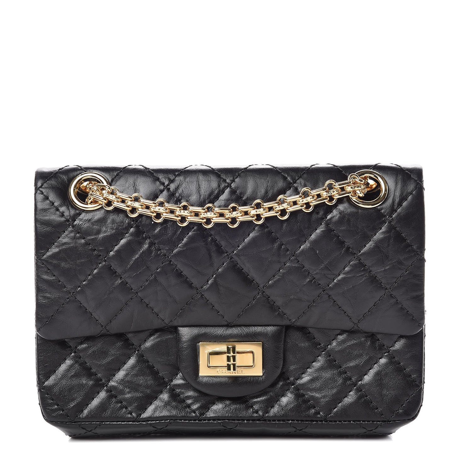 Aged Calfskin Quilted 2.55 Reissue Mini Flap Black