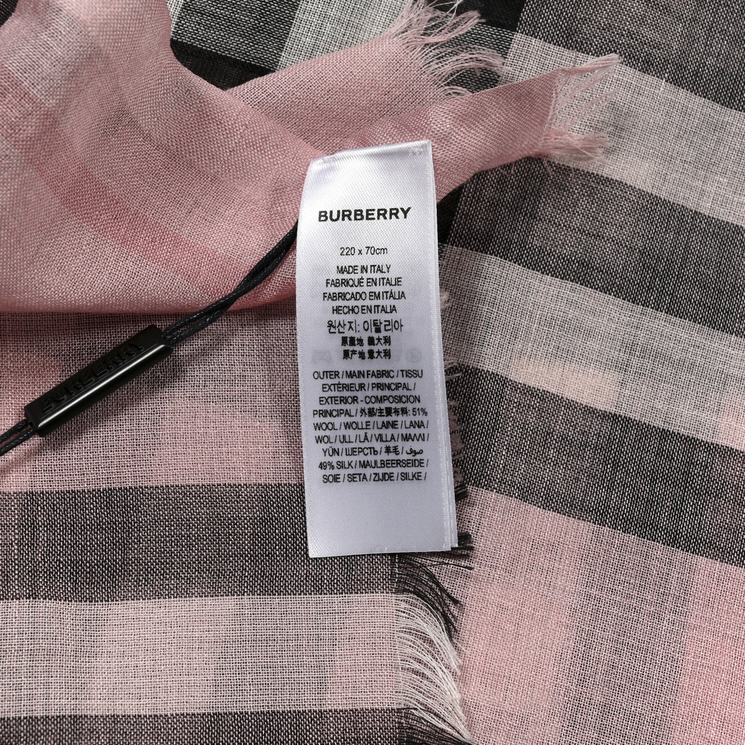 Burberry Silk Wool Gauze Giant Check Scarf Ash Rose 3 of 4