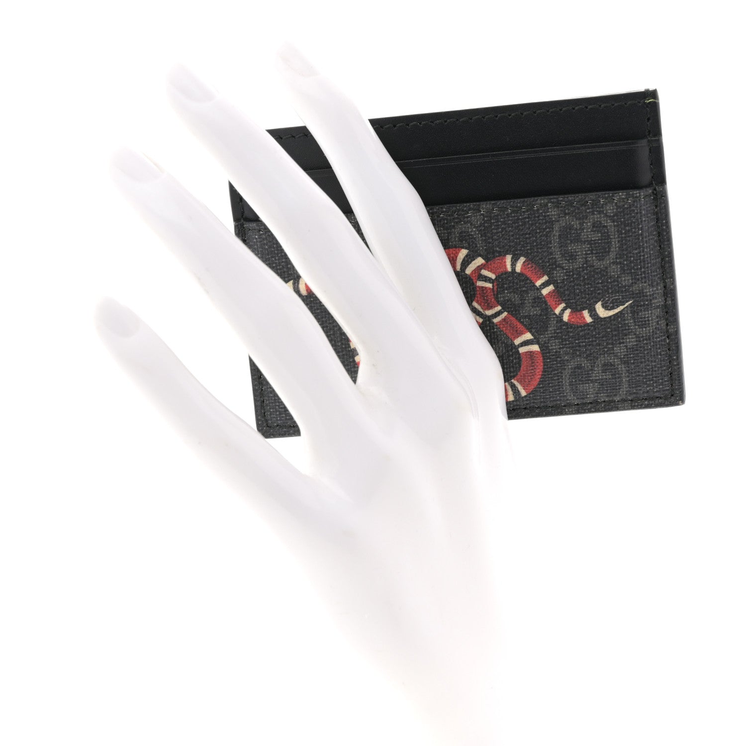 Gucci GG Supreme Monogram Kingsnake Card Holder Black Grey 2 of 7