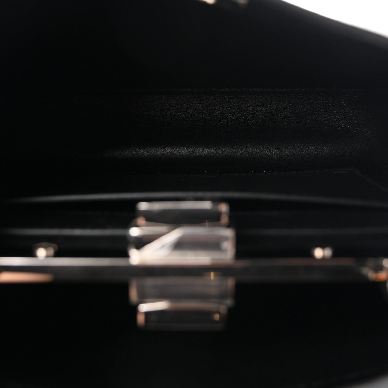 Fendi Vitello Seta Shiny Nappa Logo Embossed Laces Small Peekaboo I SEE U Satchel Black 5 of 10