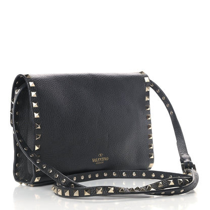 Valentino Garavani Pebbled Calfskin Medium Rockstud Flip Lock Crossbody Bag Black 2 of 7