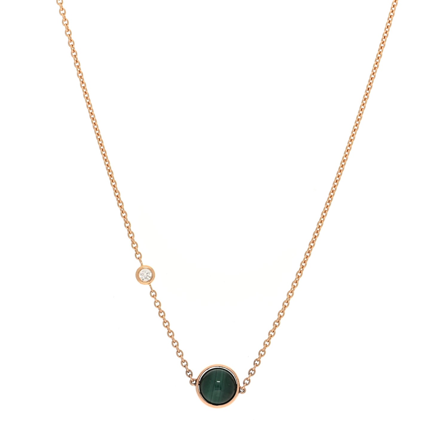 18K Rose Gold Diamond Malachite Possession Pendant Necklace