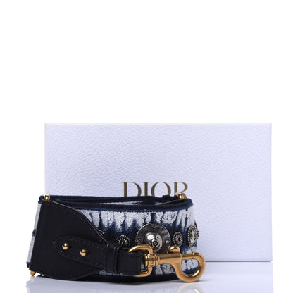 Christian Dior Canvas Embroidered Studded Tie Dye Shoulder Strap Blue 7 of 7