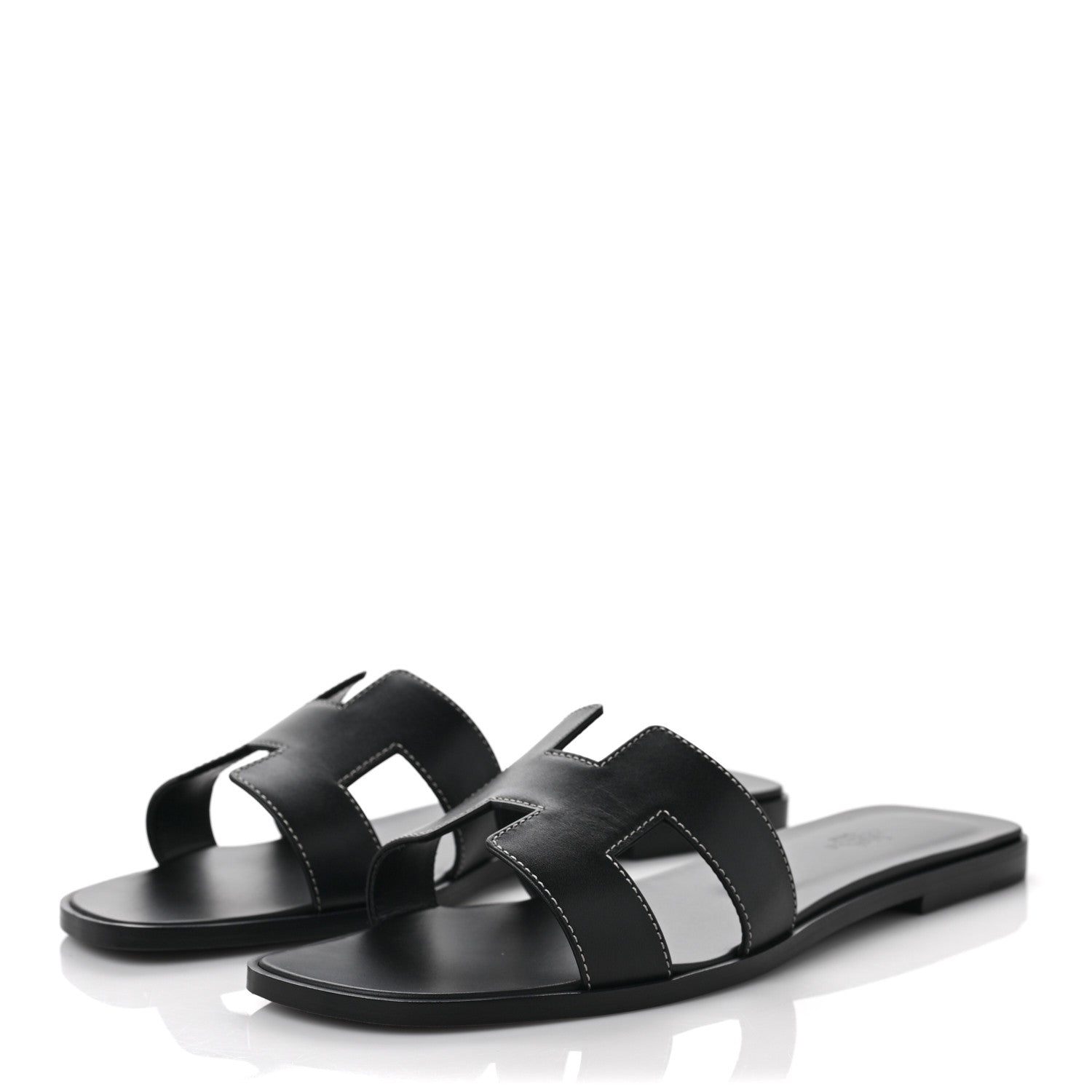 Hermes Box Calfskin Oran Sandals 40.5 Black 3 of 8