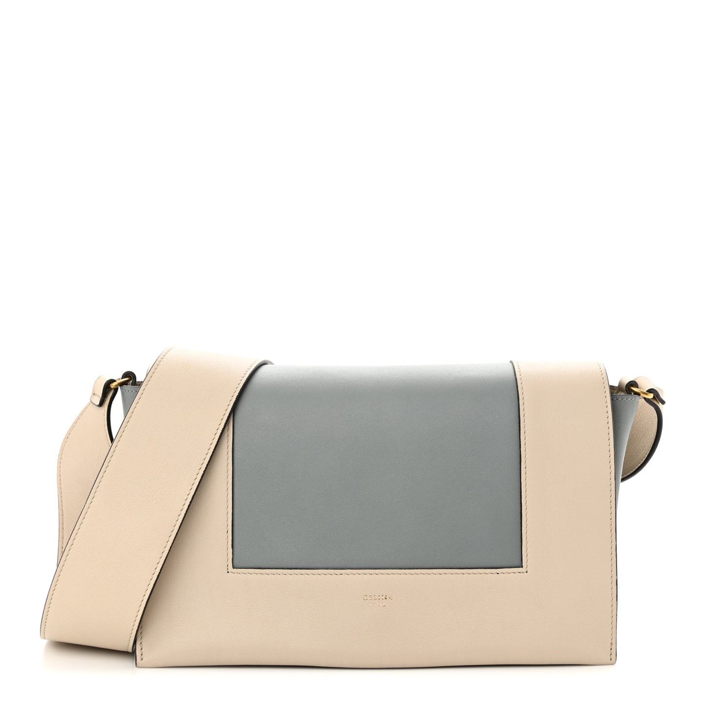 Shiny Smooth Calfskin Medium Frame Shoulder Bag Grege Storm