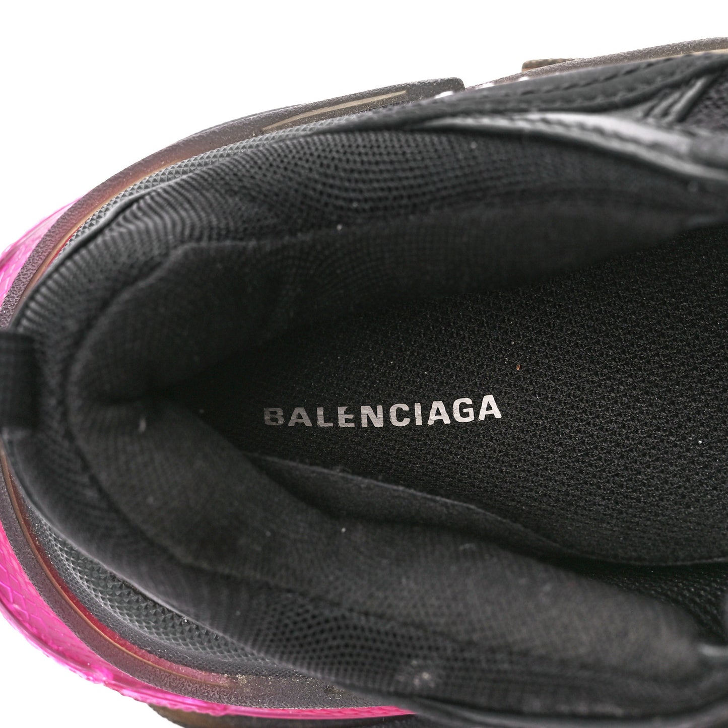 Fabric Mesh Clear Sole Womens Triple S Sneakers 38 Black Pink Neon
