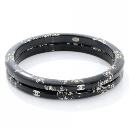Chanel CC Camellia Engraved Bangle Set 2 1 of 6