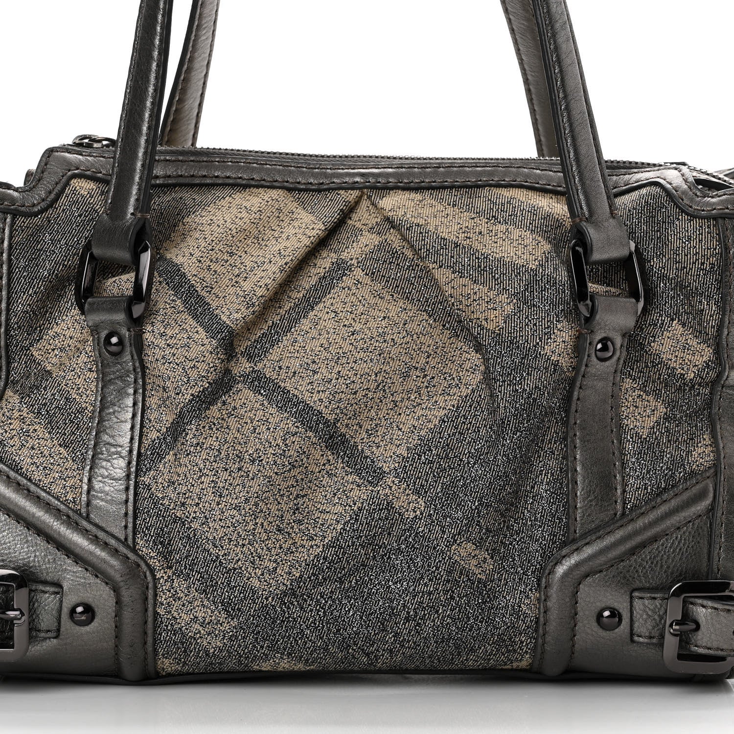 Burberry Shimmer Check Degrade Small Pilgrim Satchel Pewter 7 of 15