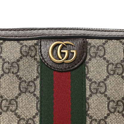 Gucci GG Supreme Monogram Textured Dollar Calfskin Web Ophidia Wristlet Shoulder Bag Beige Ebony New Acero 8 of 10