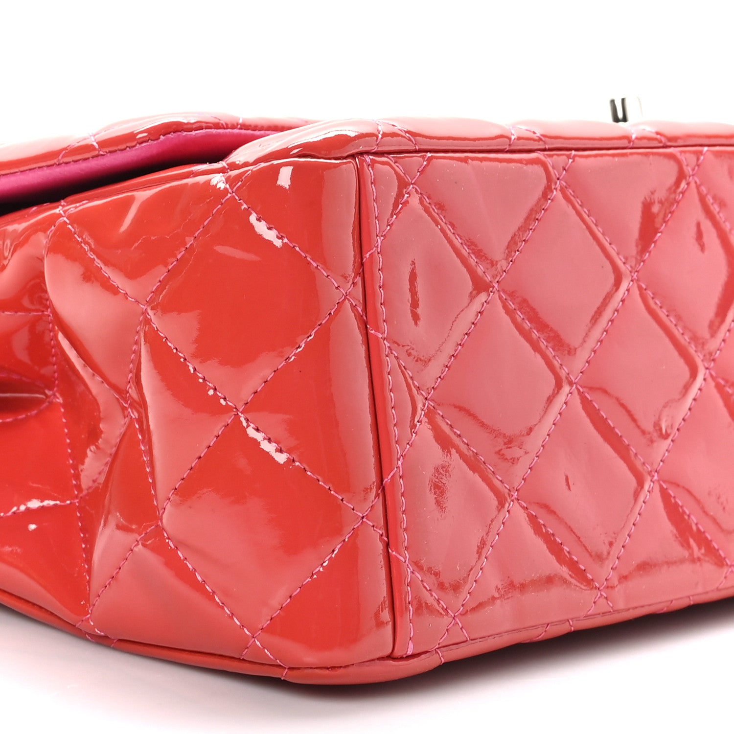 Chanel Patent Maxi Quilted Double Flap Dark Pink 8 of 9