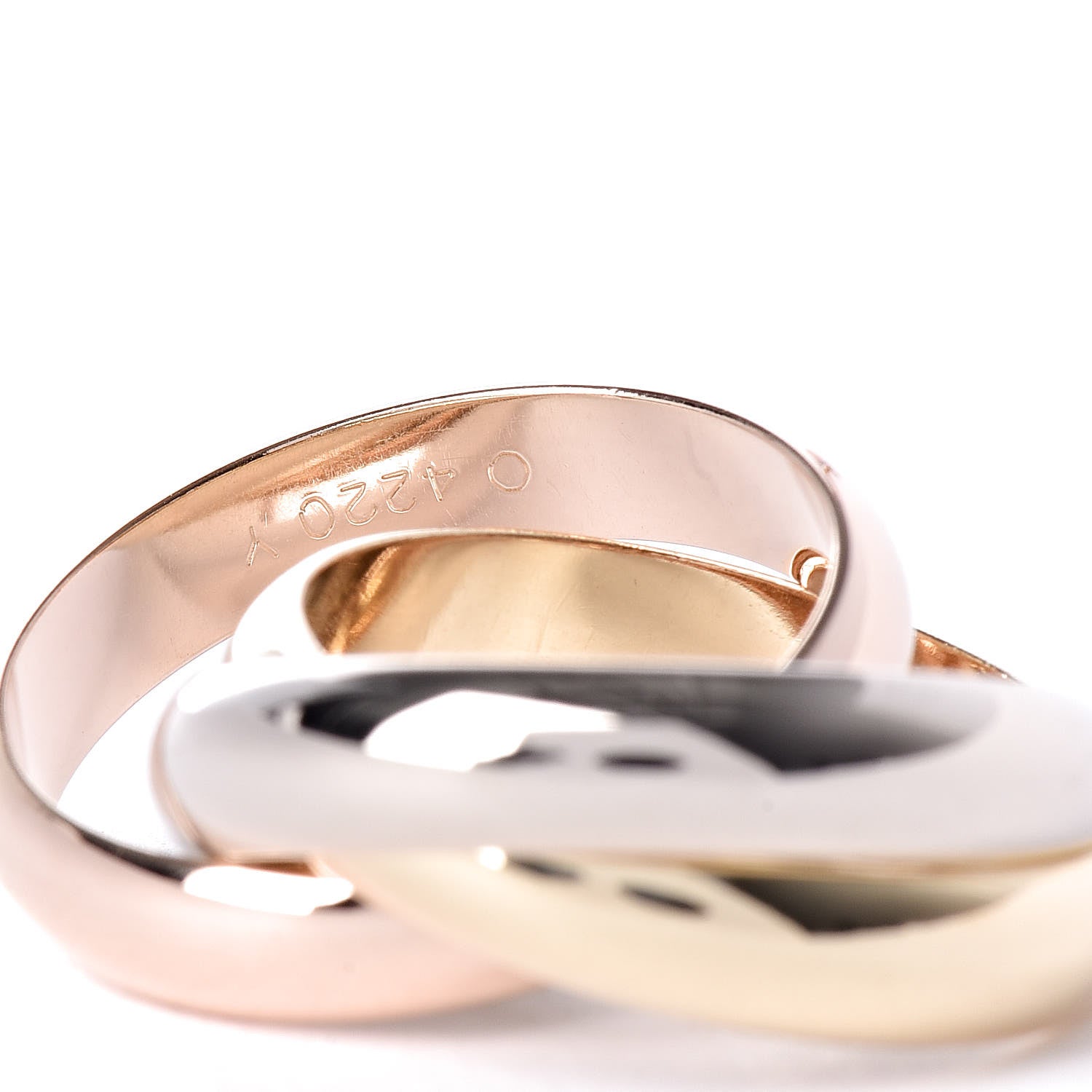 Cartier 18K Pink Yellow White Gold Classic Trinity Ring 49 4.75 4 of 5