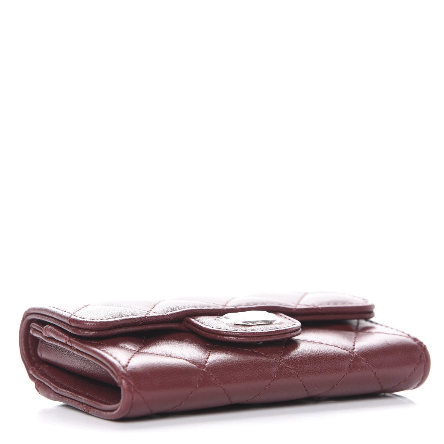 Chanel Lambskin Quilted Flap Card Holder Wallet Burgundy 4 of 10