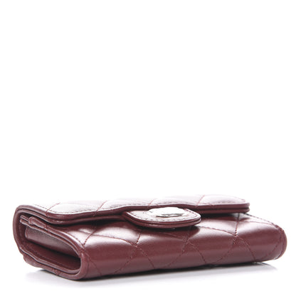 Chanel Lambskin Quilted Flap Card Holder Wallet Burgundy 4 of 10