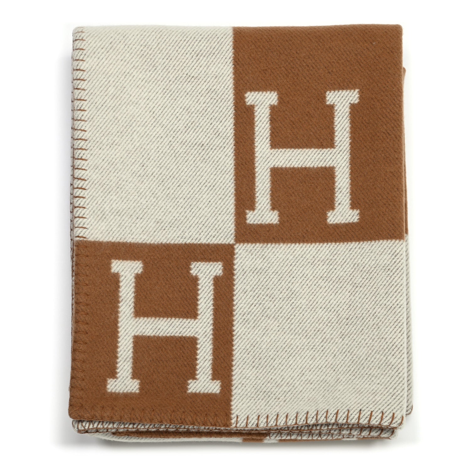 Hermes Wool Cashmere Avalon Blanket Ecru Camel 1 of 3