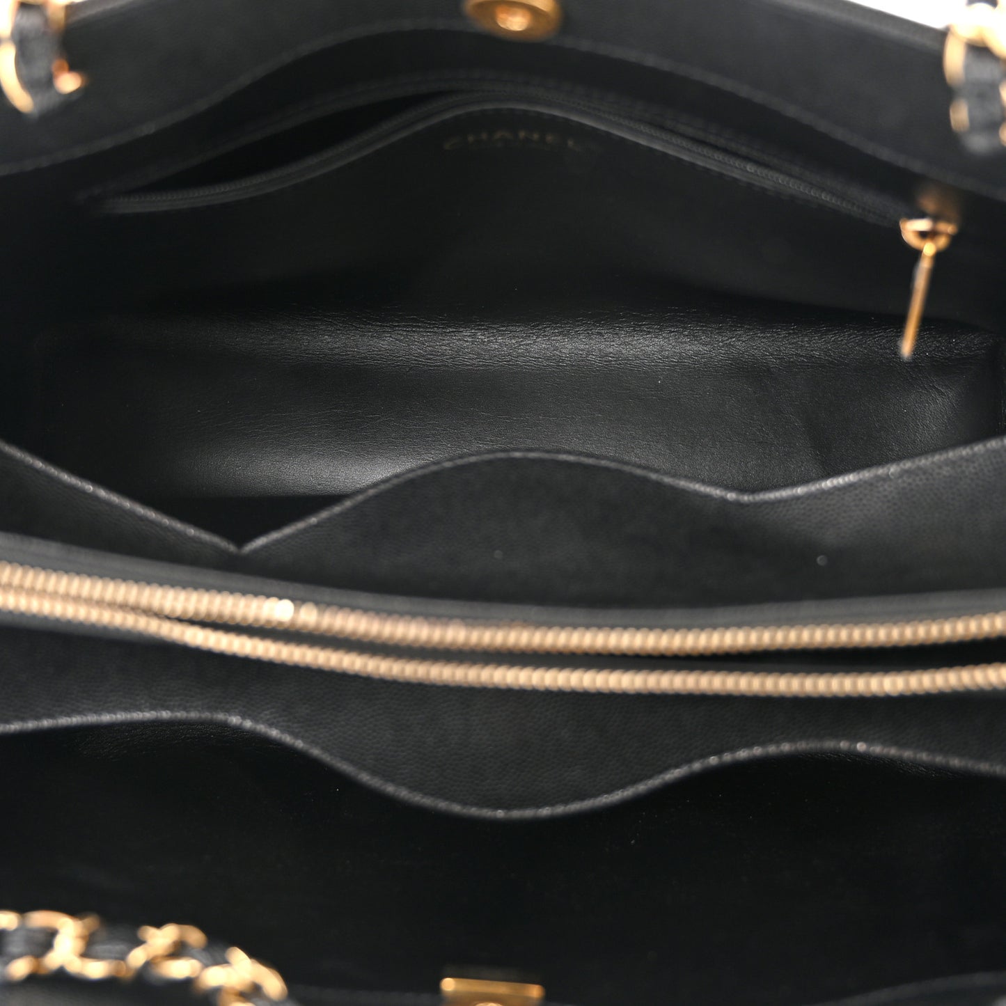 Caviar Quilted Small Shopping Tote Black