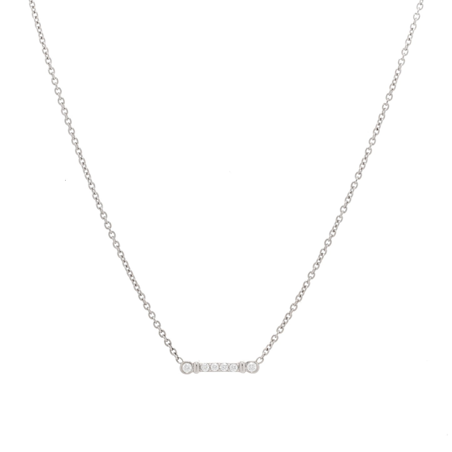 Platinum Diamond Fleur de Lis Key Bar Pendant Necklace