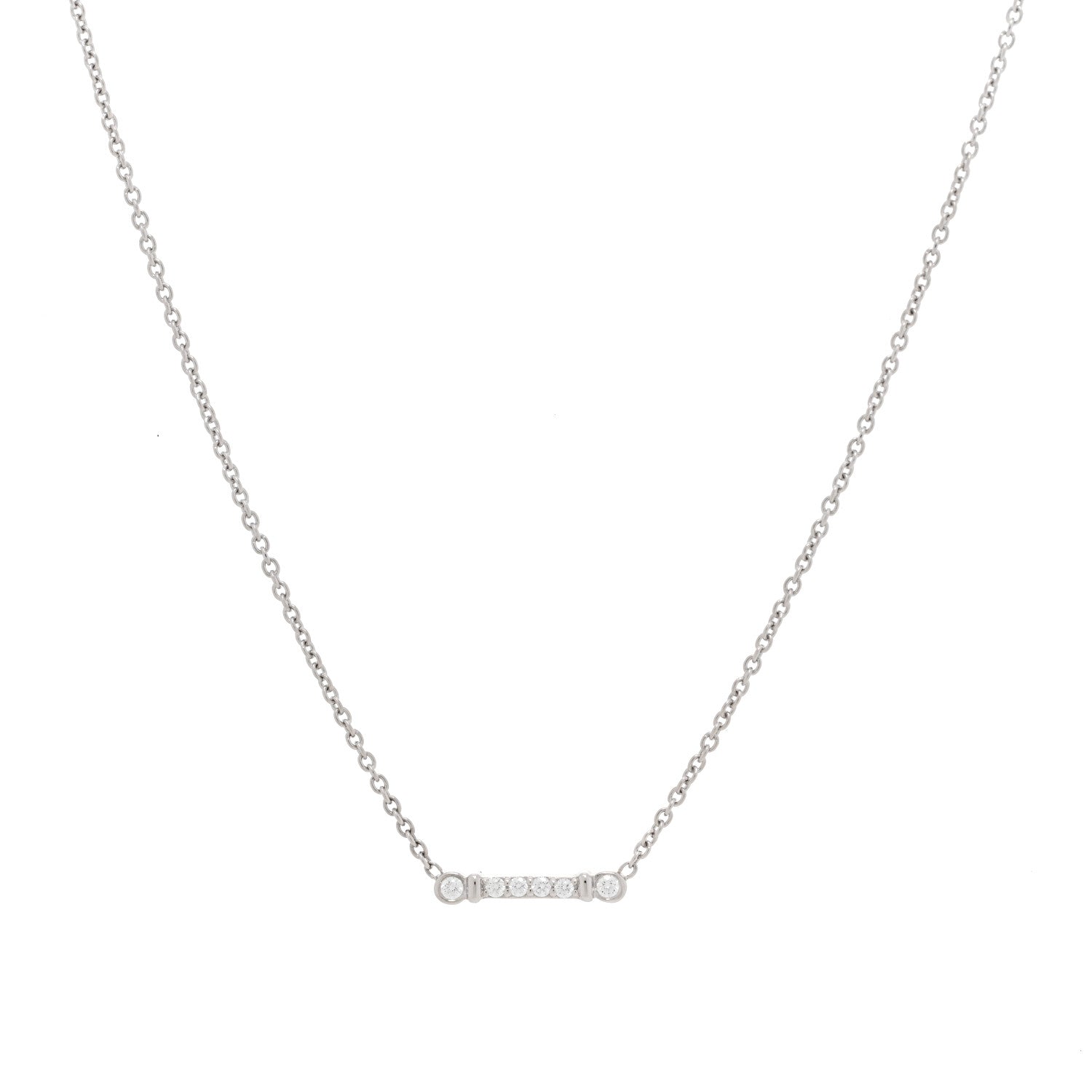 Tiffany Platinum Diamond Fleur de Lis Key Bar Pendant Necklace 1 of 4