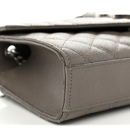Saint Laurent Grain De Poudre Textured Mixed Matelasse Triquilt Small Monogram Satchel Taupe 9 of 10