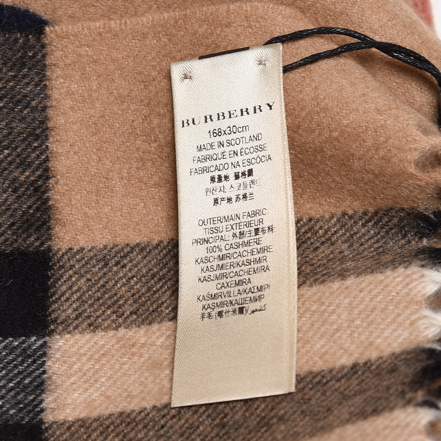 Cashmere Giant Check Dot Print Scarf Camel