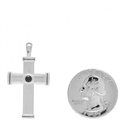 David Yurman Sterling Silver Black Diamond Streamline Cross Tag Pendant 2 of 3