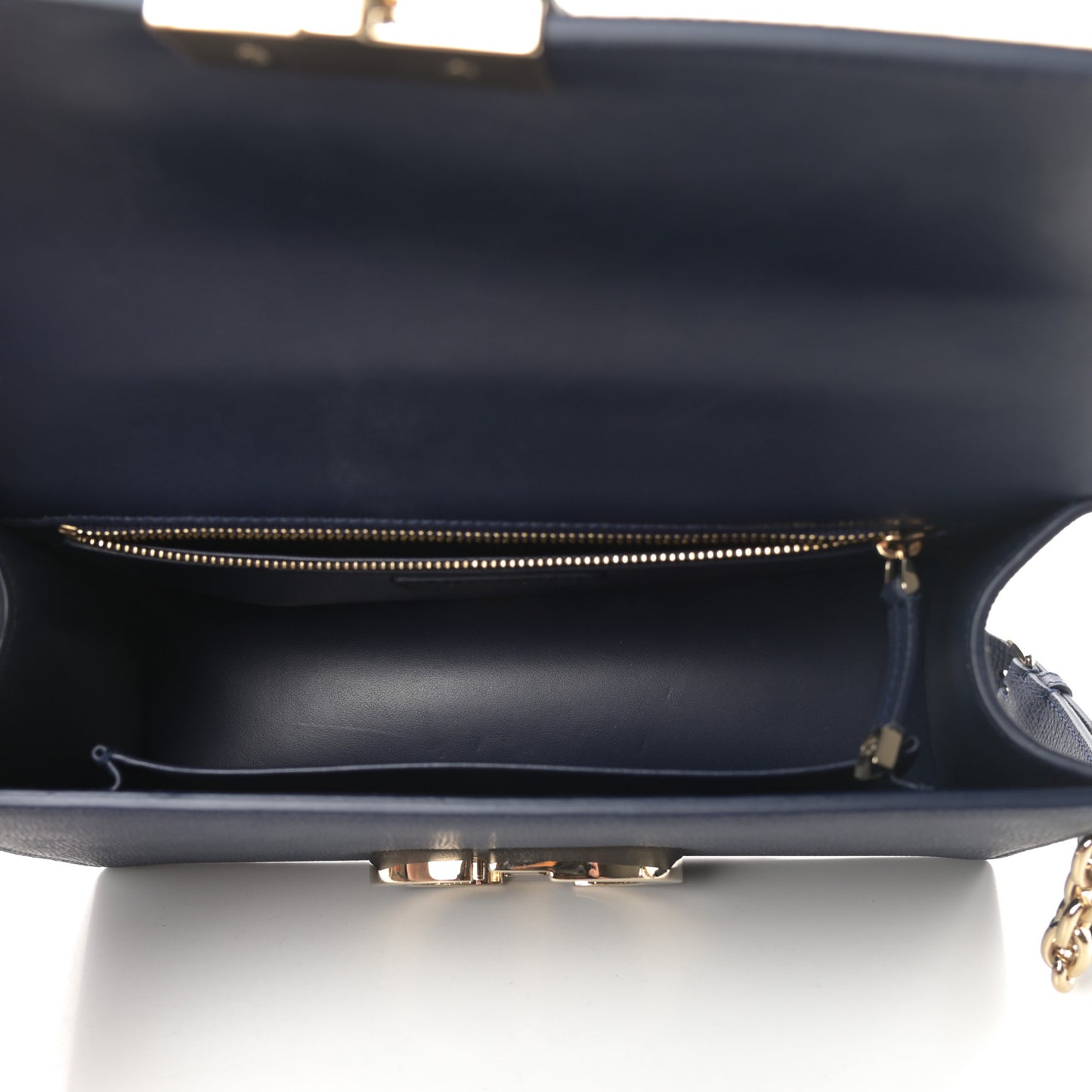 Grained Calfskin 30 Montaigne Chain Flap Bag Navy