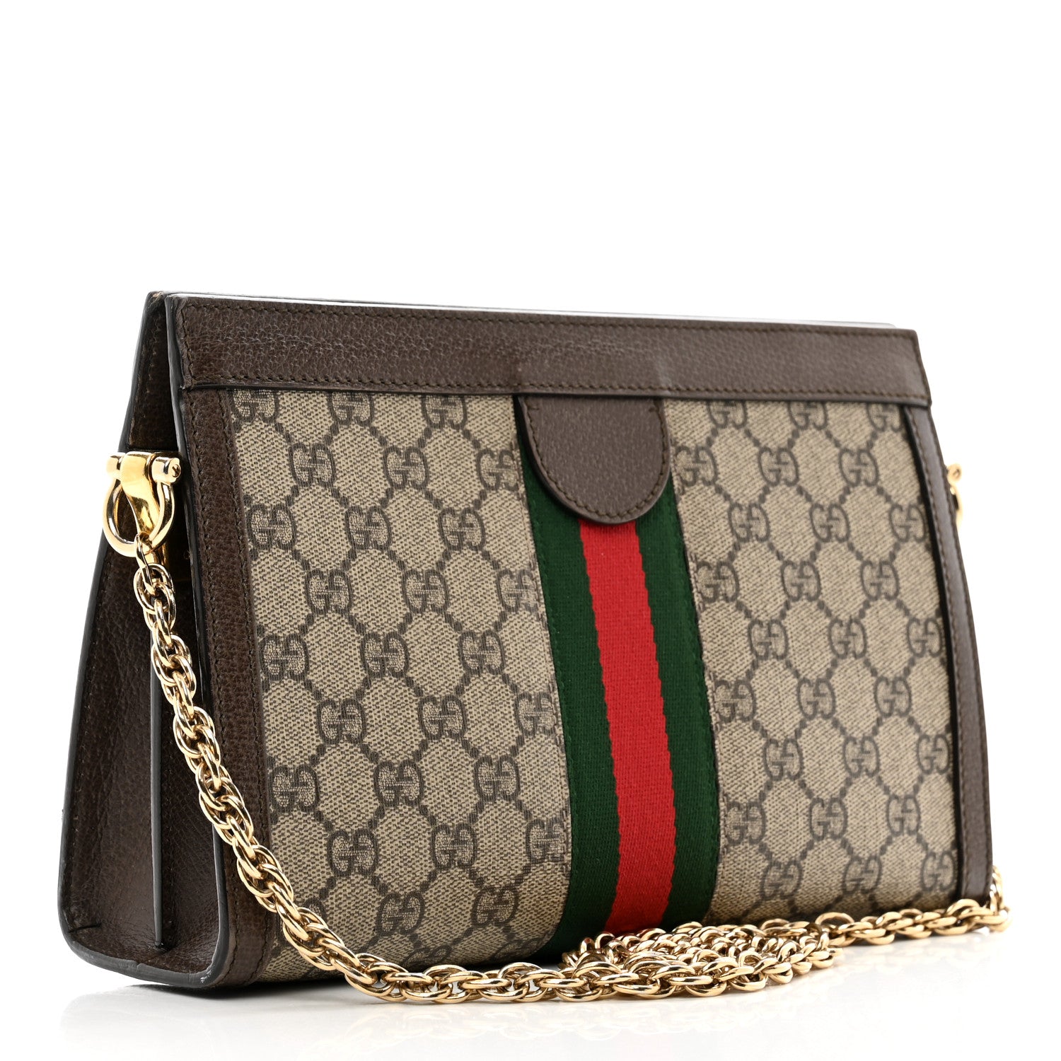 Gucci GG Supreme Monogram Web Small Ophidia Chain Shoulder Bag Brown 3 of 14