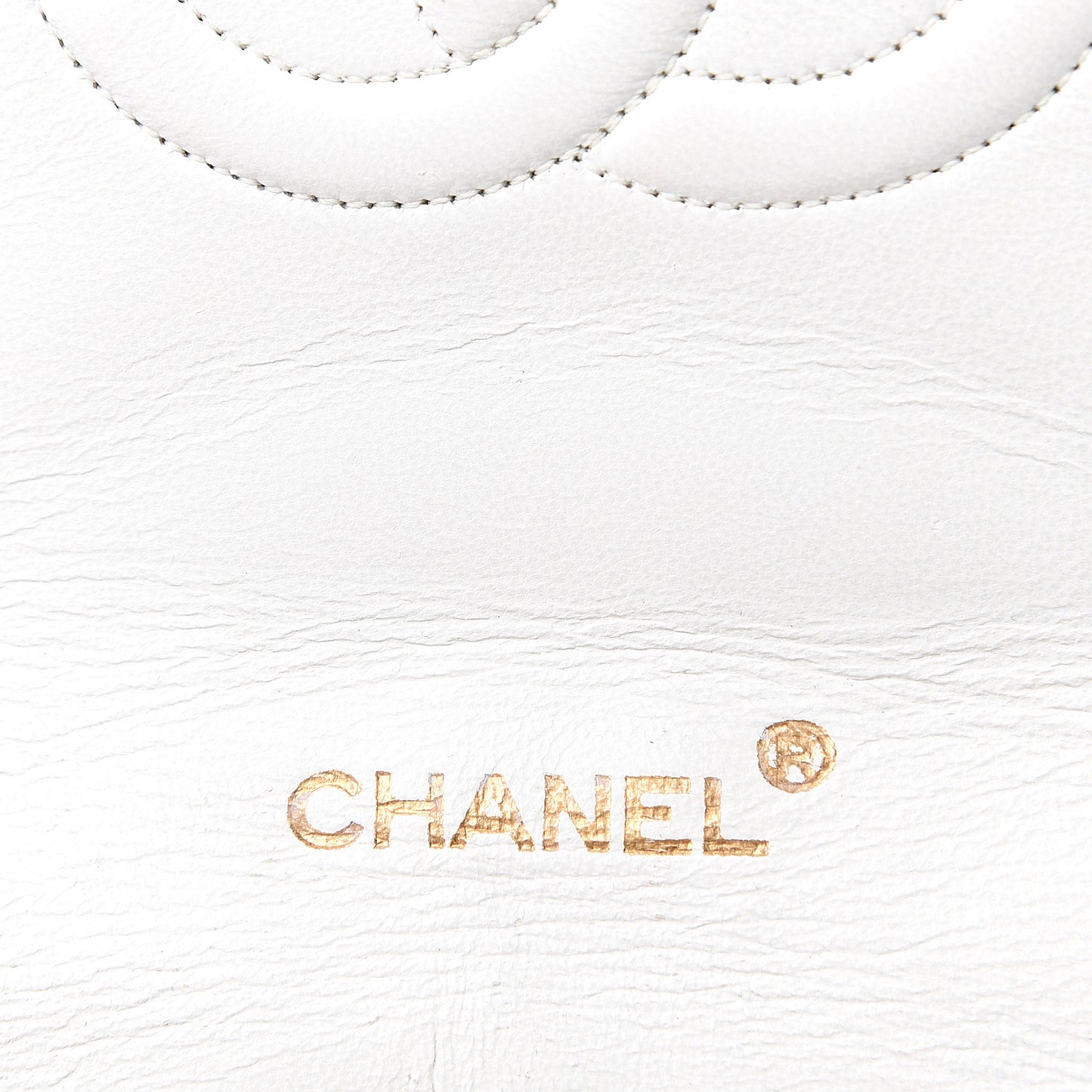 Lambskin Stitched Small Single Flap White