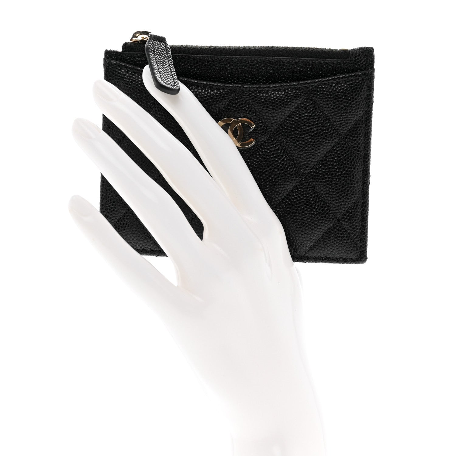 Chanel Caviar Quilted CC Zip Card Holder Black 2 of 8