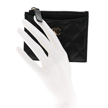 Chanel Caviar Quilted CC Zip Card Holder Black 2 of 8