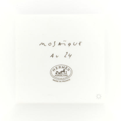 Hermes Porcelain Mosaique Au 24 Platinum Square Plate N°1 4 of 6
