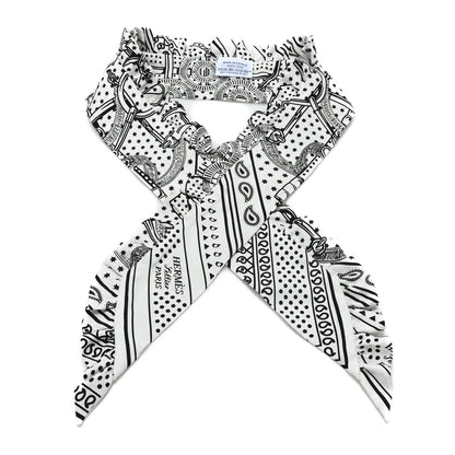 Hermes Silk Eperon d'Or Bandana Ruffle Twilly White Black 1 of 3