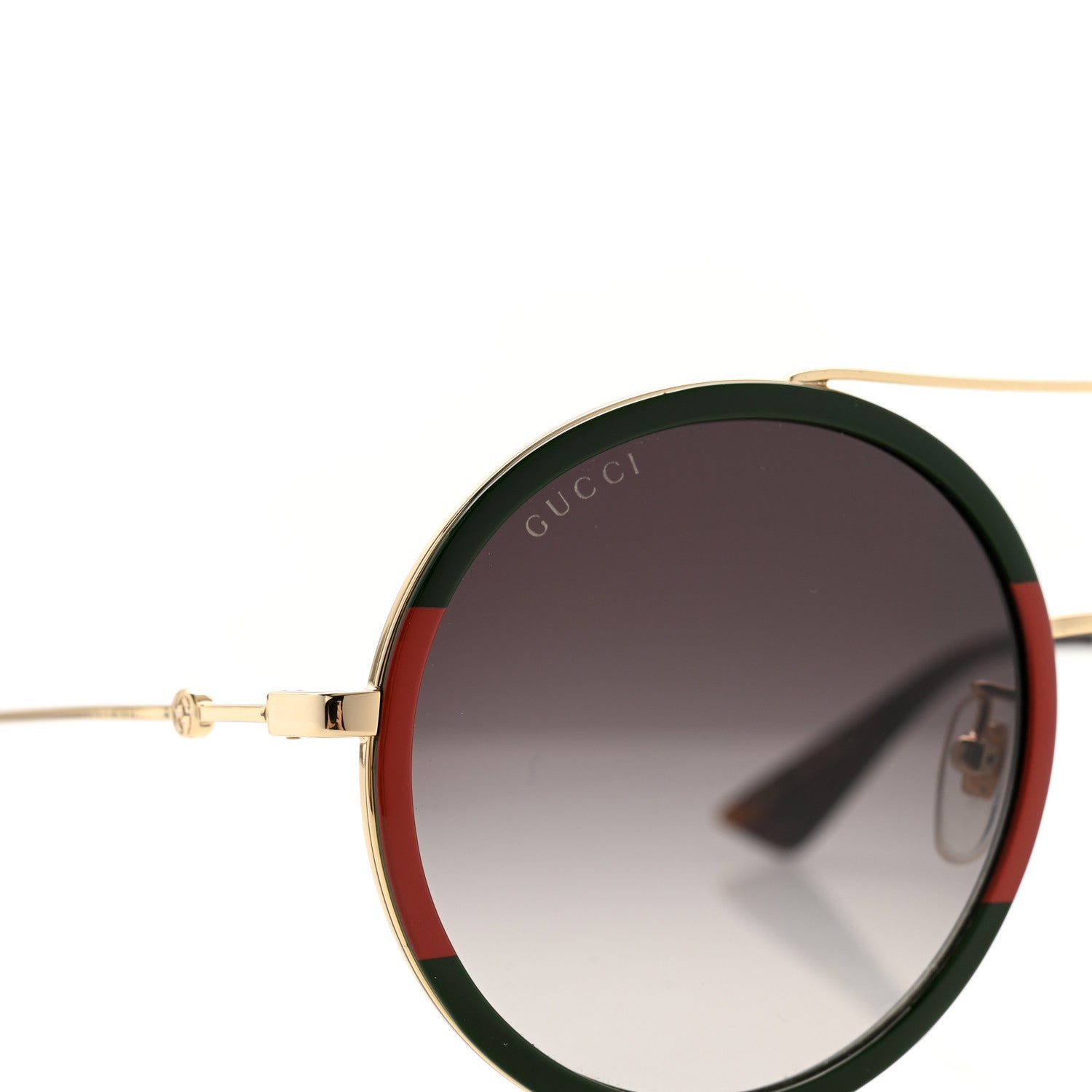Gucci Metal Round Frame Sunglasses GG0061S Green Red 5 of 7