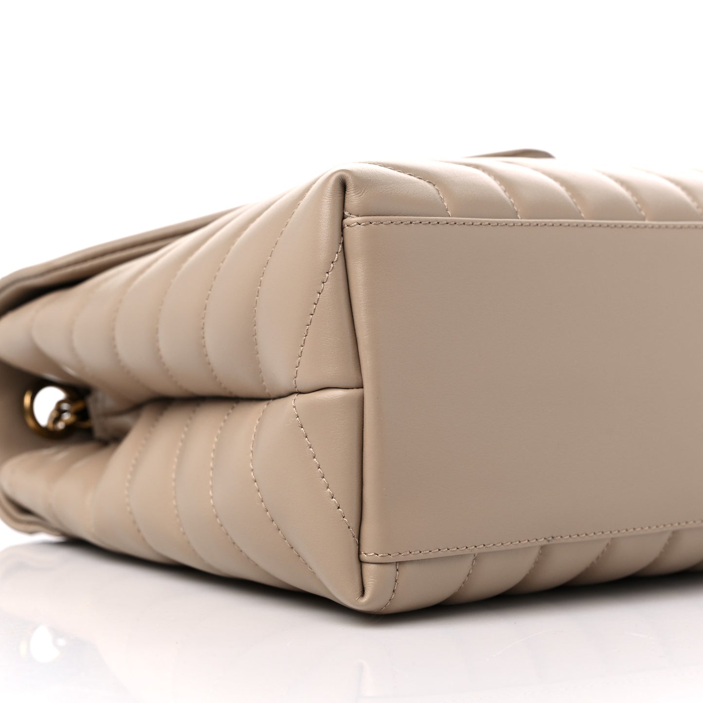Calfskin Y Quilted Monogram Medium Loulou Chain Satchel Dark Beige