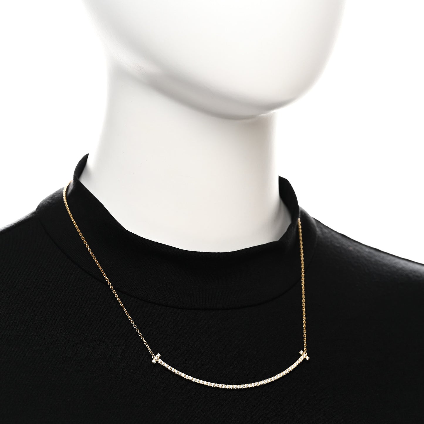 18K Yellow Gold Diamond Extra Large T Smile Pendant Necklace
