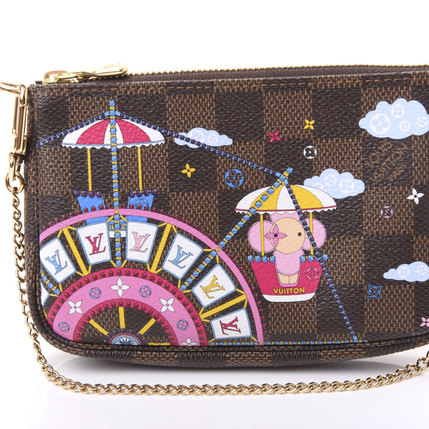 Louis Vuitton Damier Ebene 2020 Christmas Animation Big Wheel Mini Pochette Accessories Rose Ballerine 9 of 10