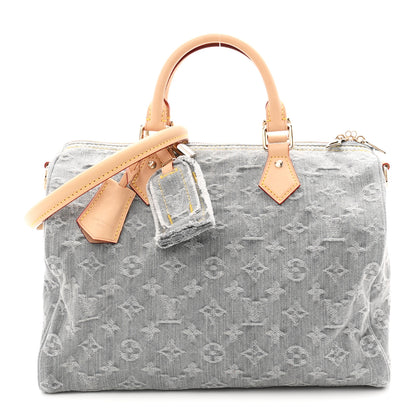 Louis Vuitton Monogram Denim Speedy Soft 30 Washed Gray 1 of 9
