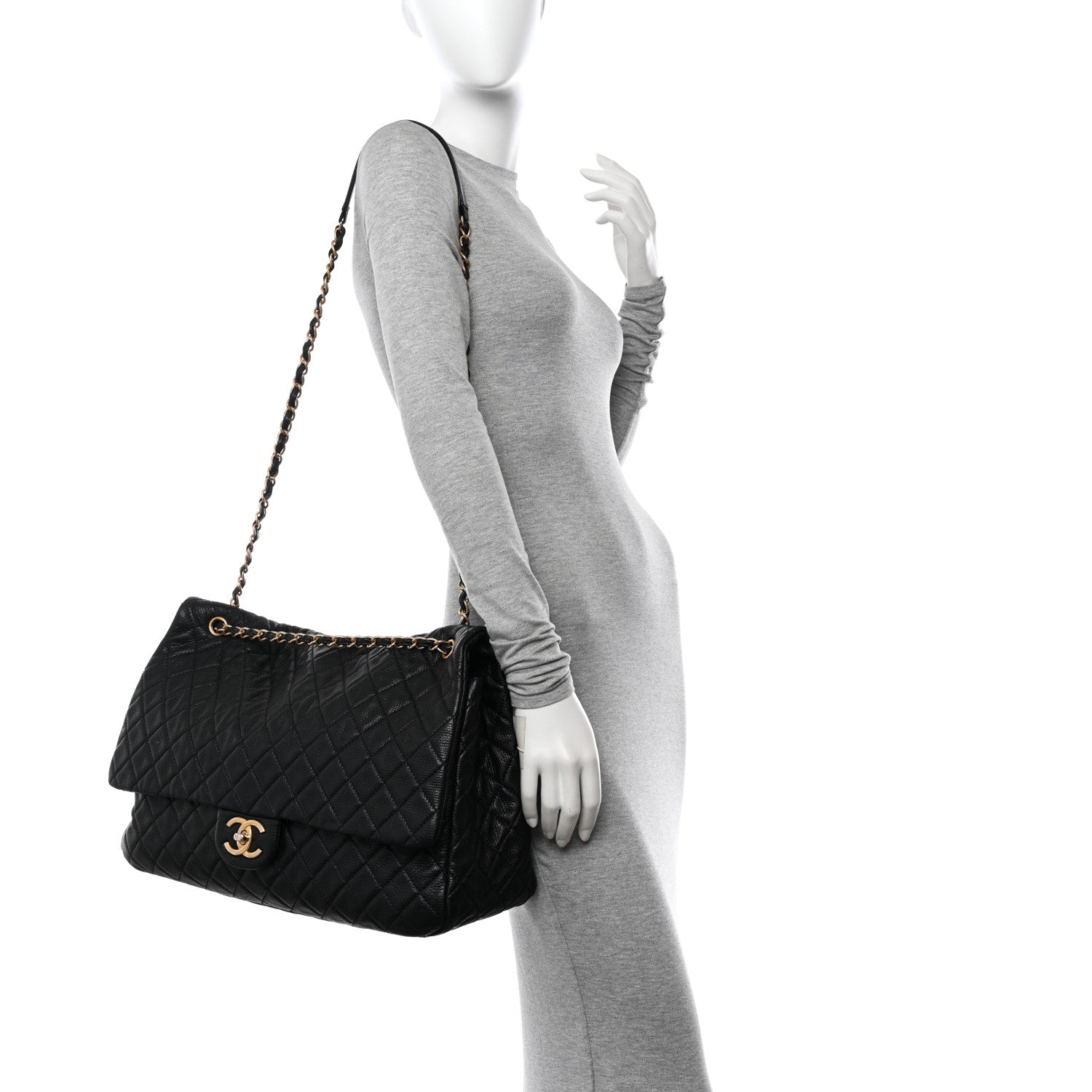 Chanel Calfskin Quilted XXL Travel Flap Bag Black 2 of 15